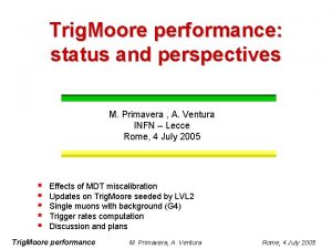 Trig Moore performance status and perspectives M Primavera