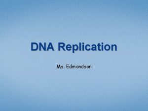 DNA Replication Ms Edmondson Facts DNA has to