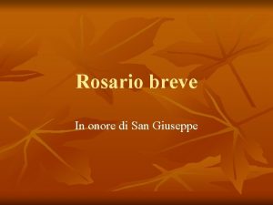 Rosario breve In onore di San Giuseppe Misteri