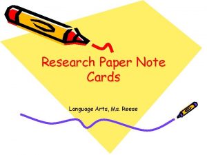Research Paper Note Cards Language Arts Ms Reese