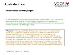 Ausbilderinfos Mitzufhrende Genehmigungen I Da der berwiegende Teil