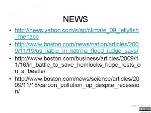 NEWS http news yahoo comsapclimate09jellyfish menace http www