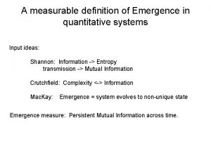 A measurable definition of Emergence in quantitative systems