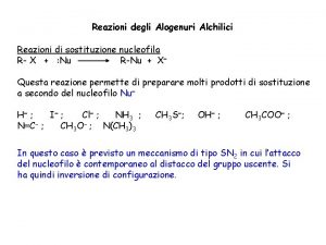 Reazioni degli Alogenuri Alchilici Reazioni di sostituzione nucleofila