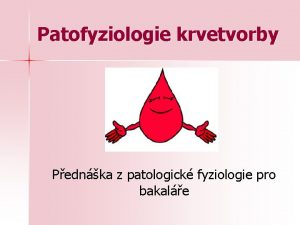 Patofyziologie krvetvorby Pednka z patologick fyziologie pro bakale