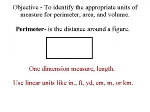 Objective To identify the appropriate units of measure