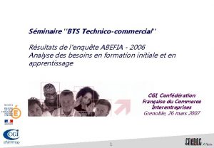 Sminaire BTS Technicocommercial Rsultats de lenqute ABEFIA 2006