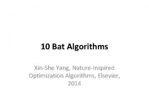 10 Bat Algorithms XinShe Yang NatureInspired Optimization Algorithms