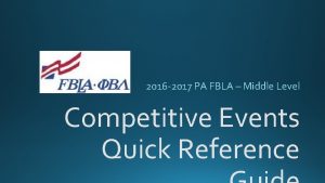 2016 2017 PA FBLA Middle Level Competitive Events