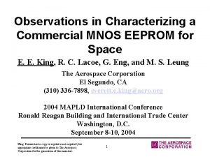 Observations in Characterizing a Commercial MNOS EEPROM for