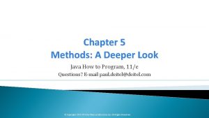 Chapter 5 Methods A Deeper Look Java How