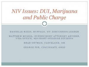 NIV Issues DUI Marijuana and Public Charge DANIELLE