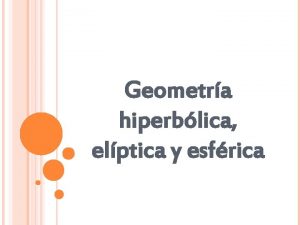 Geometra hiperblica elptica y esfrica La geometra plana