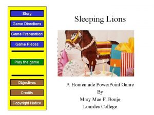 Story Game Directions Sleeping Lions Game Preparation Game