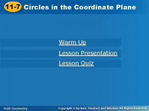 11 7 Circlesininthe the Coordinate Plane Warm Up