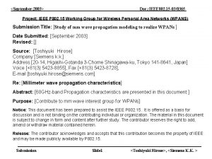 September 2003 Doc IEEE 802 15 030365 Project