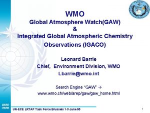 WMO Global Atmosphere WatchGAW Integrated Global Atmospheric Chemistry