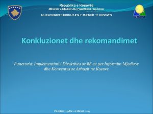 Republika e Kosovs Ministria e Mjedisit dhe Planifikimit