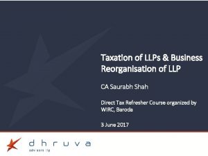 Taxation of LLPs Business Reorganisation of LLP CA