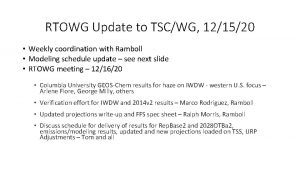 RTOWG Update to TSCWG 121520 Weekly coordination with