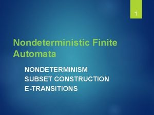 1 Nondeterministic Finite Automata NONDETERMINISM SUBSET CONSTRUCTION TRANSITIONS