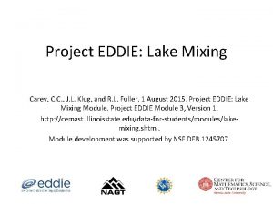 Project EDDIE Lake Mixing Carey C C J