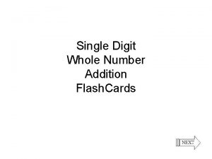 Single Digit Whole Number Addition Flash Cards The