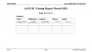 March 2021 doc IEEE 802 11 210471 r