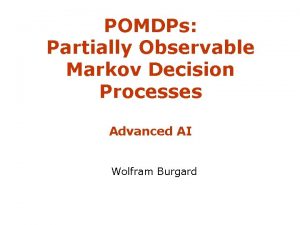 POMDPs Partially Observable Markov Decision Processes Advanced AI