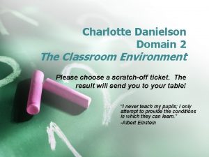 Charlotte Danielson Domain 2 The Classroom Environment Please