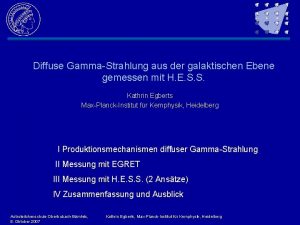 Diffuse GammaStrahlung aus der galaktischen Ebene gemessen mit