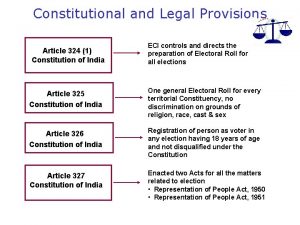 Constitutional and Legal Provisions Article 324 1 Constitution