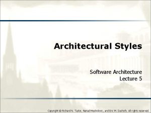 Architectural Styles Software Architecture Lecture 5 Copyright Richard