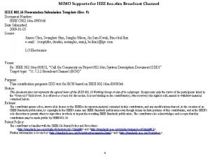 MIMO Supports for IEEE 802 16 m Broadcast