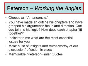 Peterson Working the Angles Choose an Amanuensis You