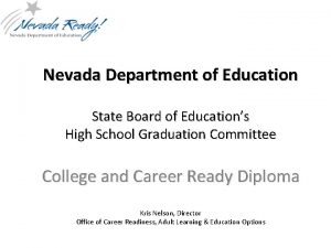 Nevada Department of Education State Board of Educations
