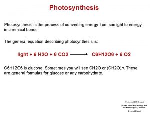 Photosynthesis is the process of converting energy from