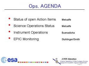 Ops AGENDA Status of open Action Items Metcalfe