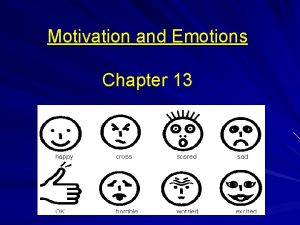 Motivation and Emotions Chapter 13 Motivation feelings that