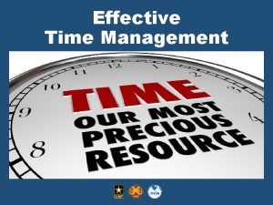 Effective Time Management OBJECTIVES Describe Techniques for Improving