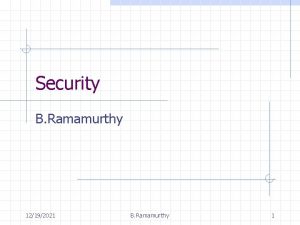 Security B Ramamurthy 12192021 B Ramamurthy 1 Computer