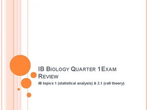 IB BIOLOGY QUARTER 1 EXAM REVIEW IB topics