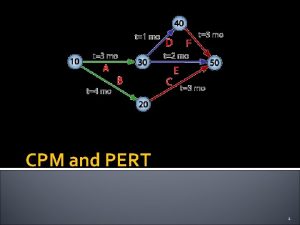 CPM and PERT 1 The Program or Project