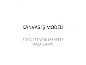 KANVAS MODEL E TCARET VE NTERNETTE PAZARLAMA Modeli
