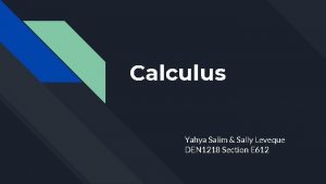 Calculus Yahya Salim Sally Leveque DEN 1218 Section