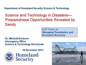 Department of Homeland Security Science Technology Science and