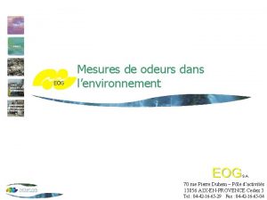 EOG Mesures de odeurs dans lenvironnement EOG S