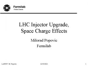 LHC Injector Upgrade Space Charge Effects Milorad Popovic