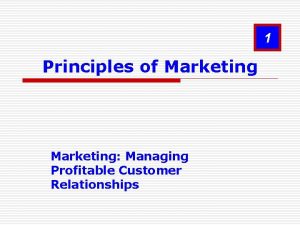 1 Principles of Marketing Managing Profitable Customer Relationships