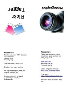 Photographer Flickr Tagger Procedure Detailed instructionsHOW To section